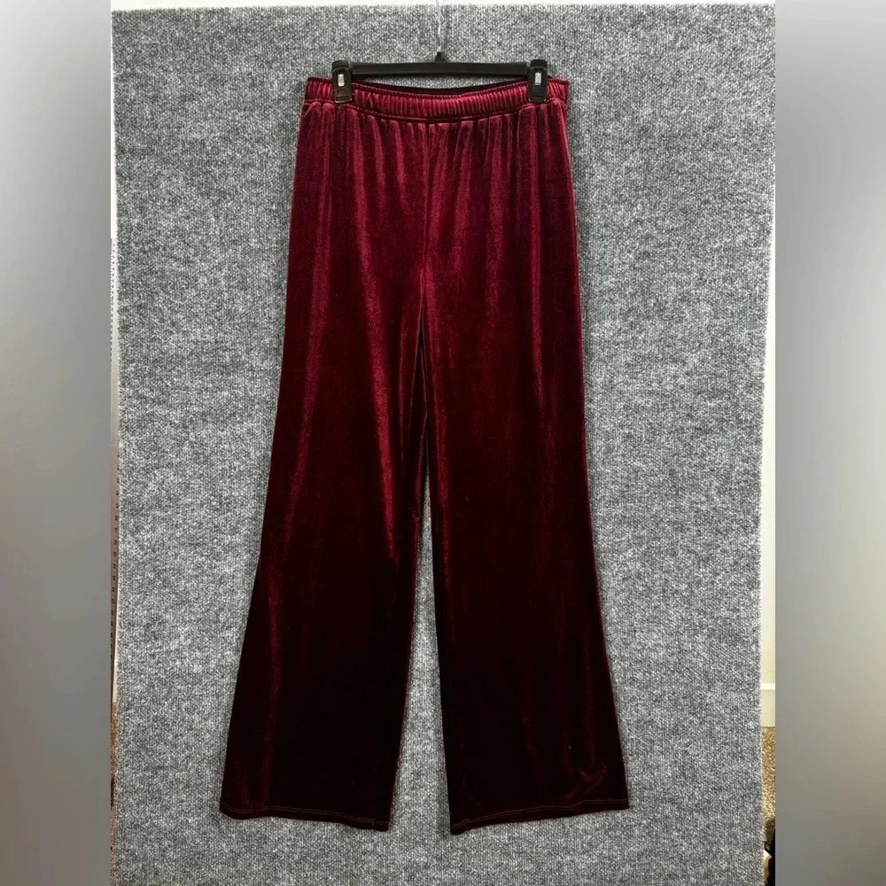 Vestique Berry Red Fraser Fir Velvet Pants - Size Large (L), NWOT